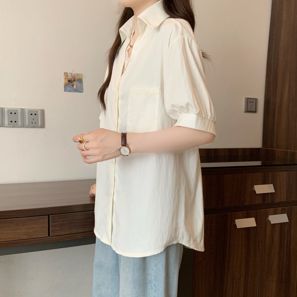 Slim summer lace fat tops fashion large yard short sleeve shirt
