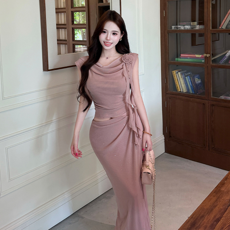 Temperament tops chanelstyle skirt 2pcs set
