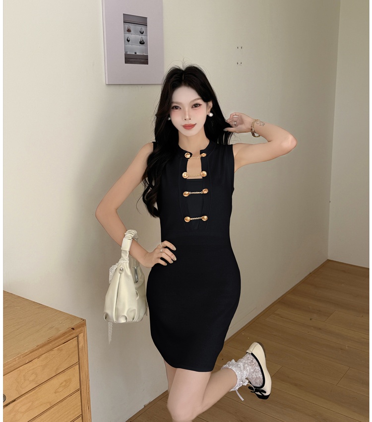 Sleeveless slim T-back France style sexy dress