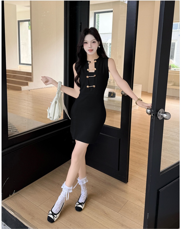 Sleeveless slim T-back France style sexy dress