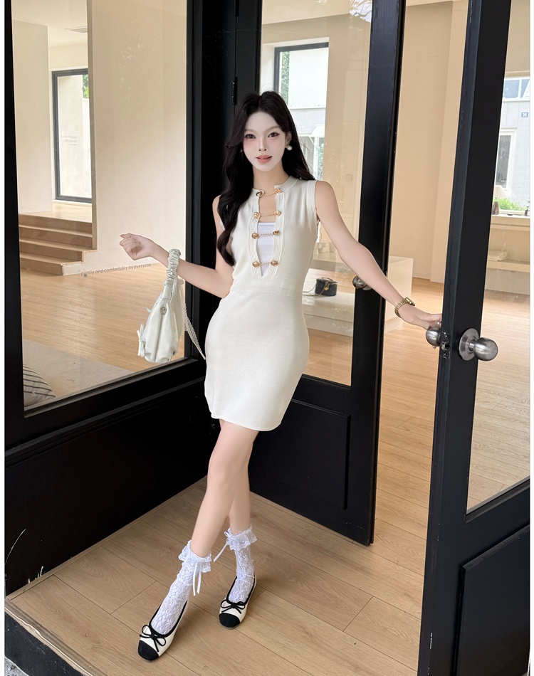 Sleeveless slim T-back France style sexy dress