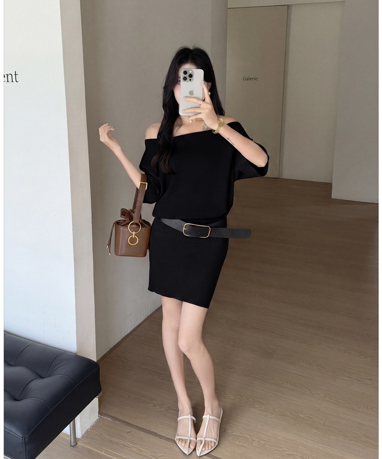 Pinched waist summer package hip dress