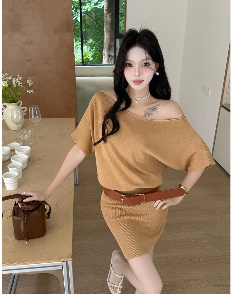 Pinched waist summer package hip dress