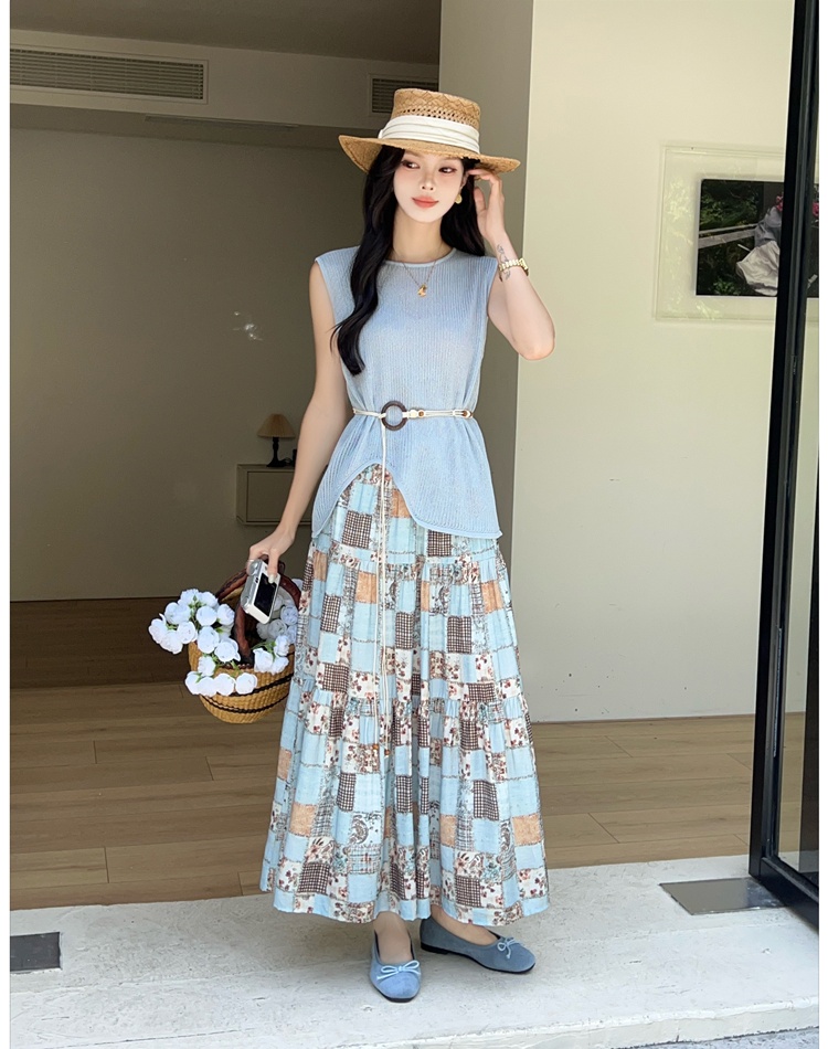 France style tops skirt 2pcs set for women