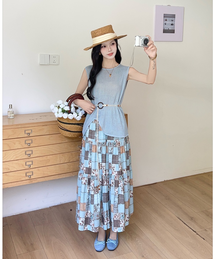 France style tops skirt 2pcs set for women