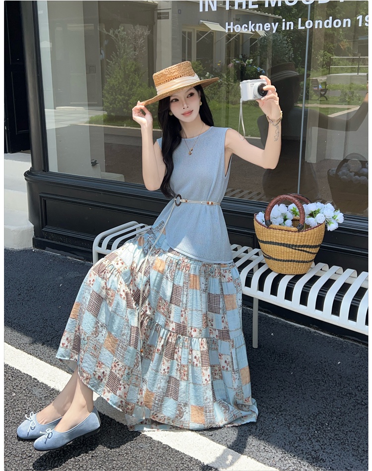 France style tops skirt 2pcs set for women