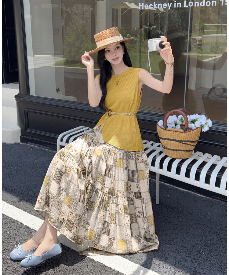 France style tops skirt 2pcs set for women