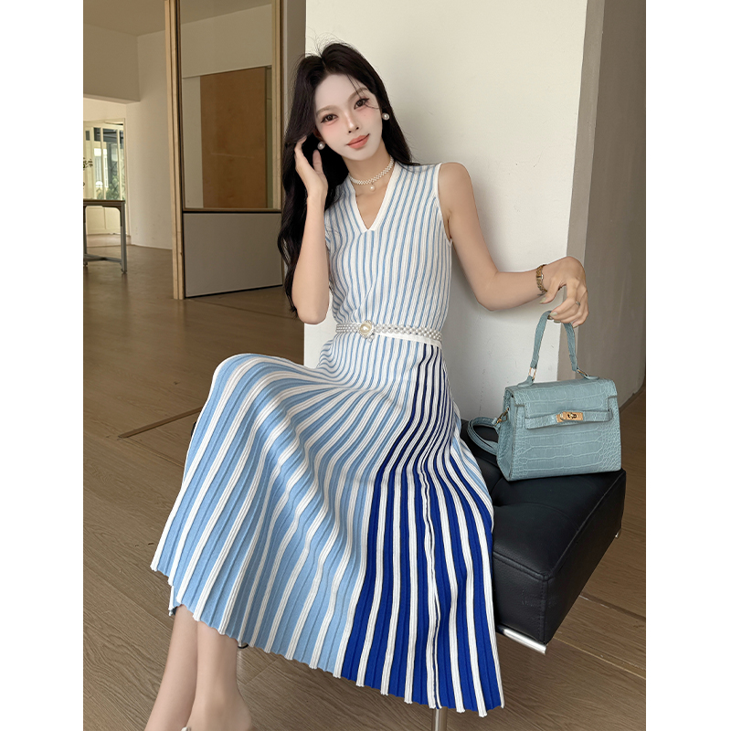 V-neck long dress temperament dress for women