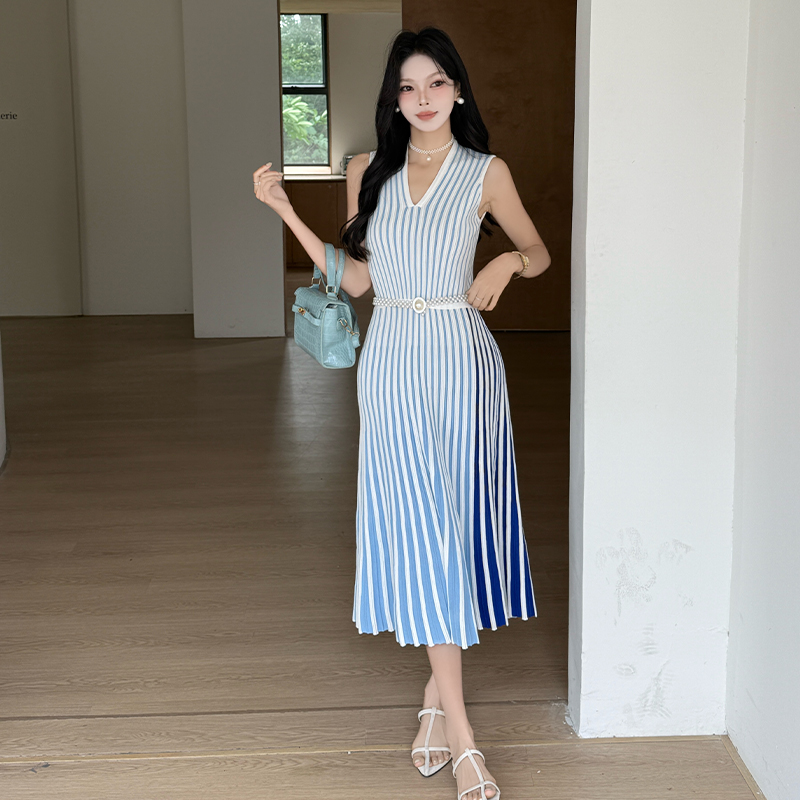 V-neck long dress temperament dress for women