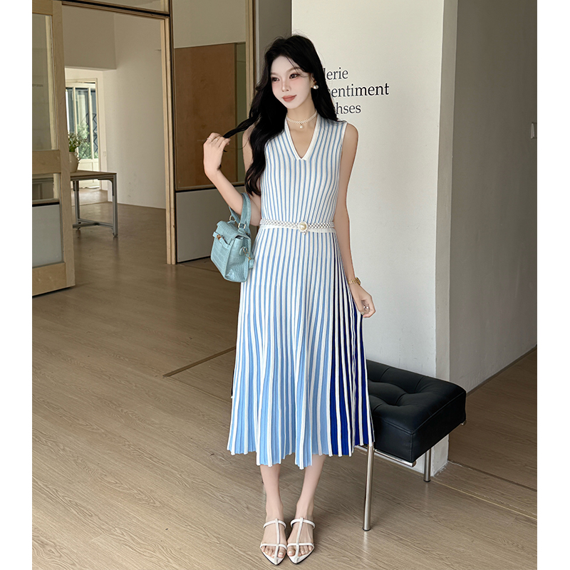 V-neck long dress temperament dress for women