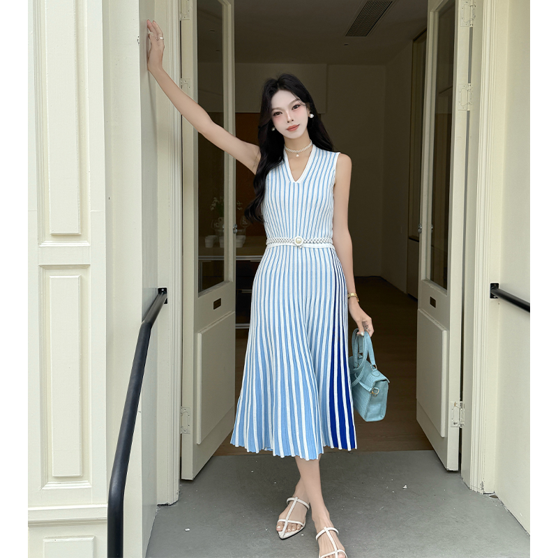 V-neck long dress temperament dress for women
