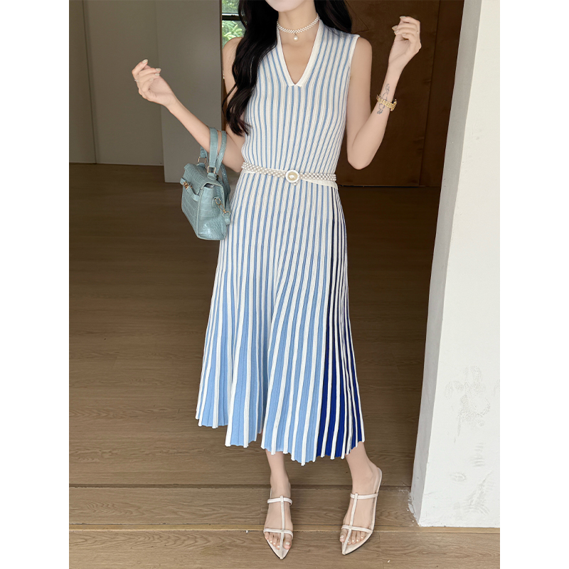 V-neck long dress temperament dress for women