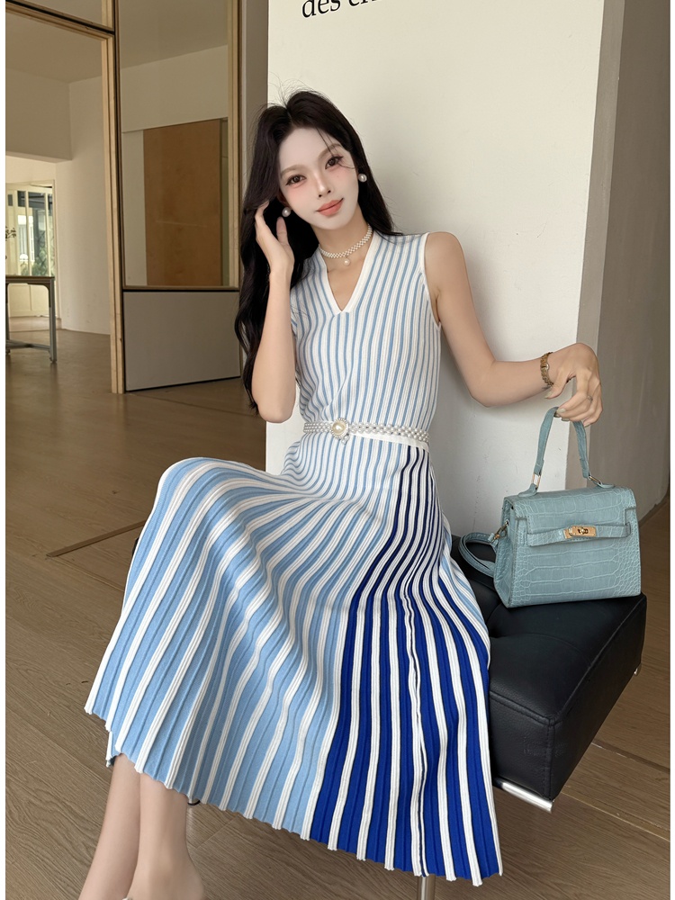 V-neck long dress temperament dress for women