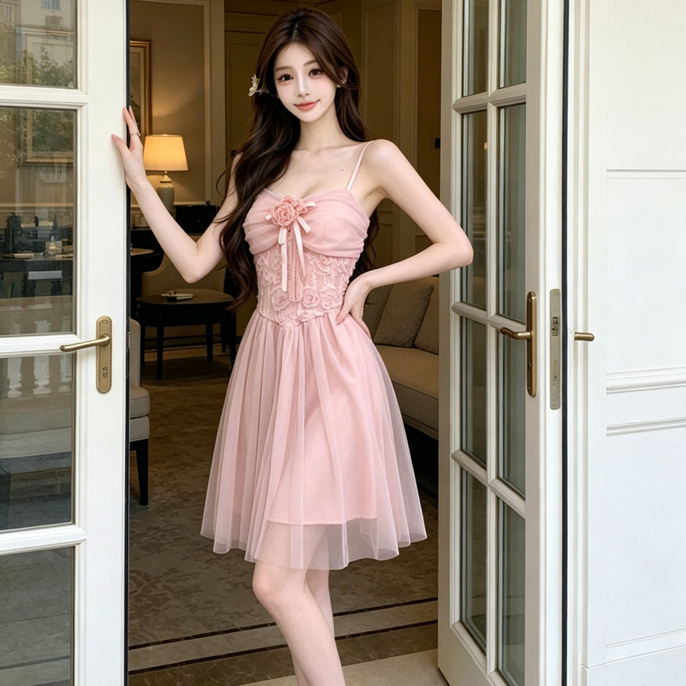 Lace France style gauze T-back enticement sling dress