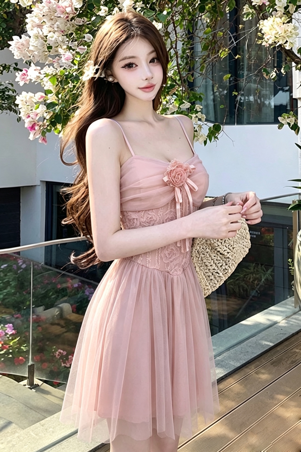 Lace France style gauze T-back enticement sling dress