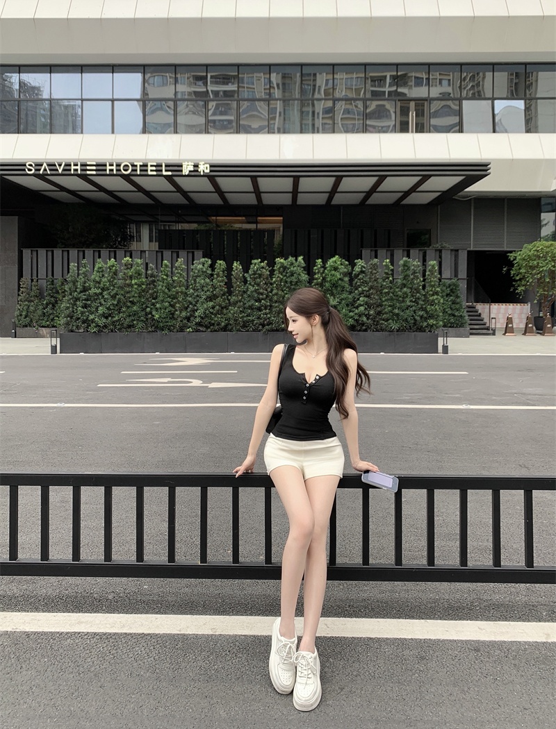 Slim summer sling vest knitted spicegirl tops for women