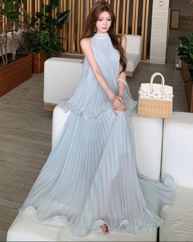 Summer frenum long skirt sexy chiffon shirt a set for women