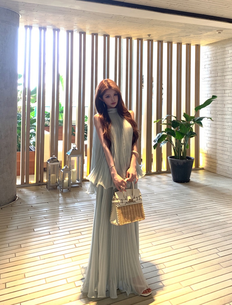 Summer frenum long skirt sexy chiffon shirt a set for women