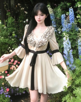 Wood ear France style romantic summer dress for women