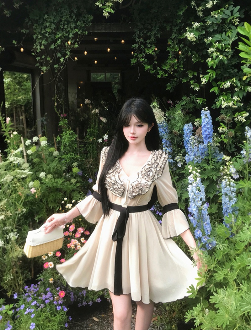 Wood ear France style romantic summer dress for women