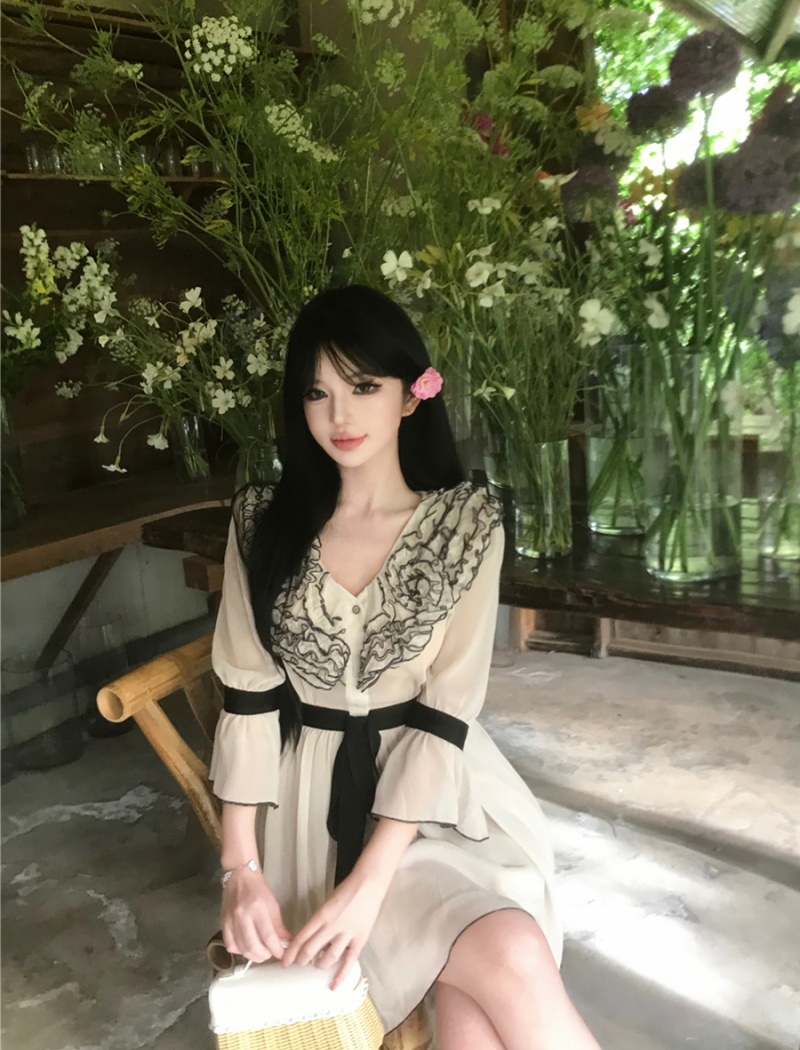Wood ear France style romantic summer dress for women
