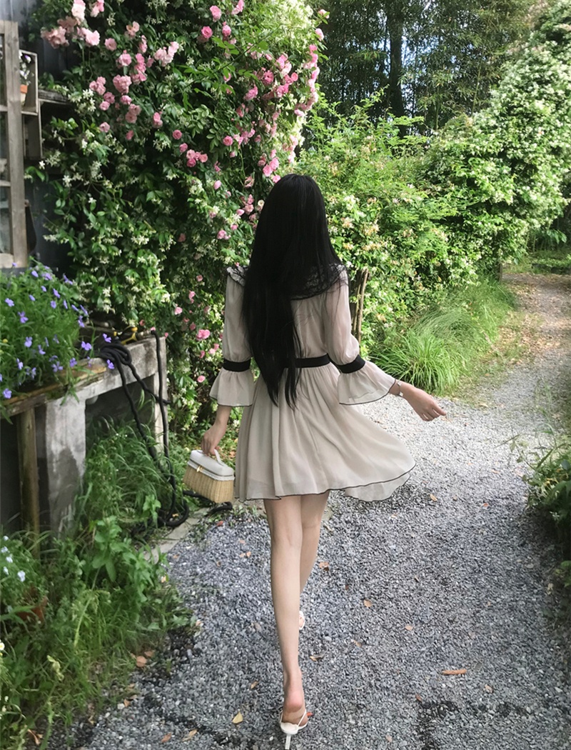Wood ear France style romantic summer dress for women