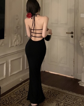 Retro slim dress mermaid seaside long dress for women