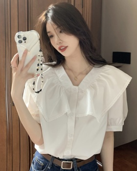 Doll collar short sleeve niche tops France style retro shirt