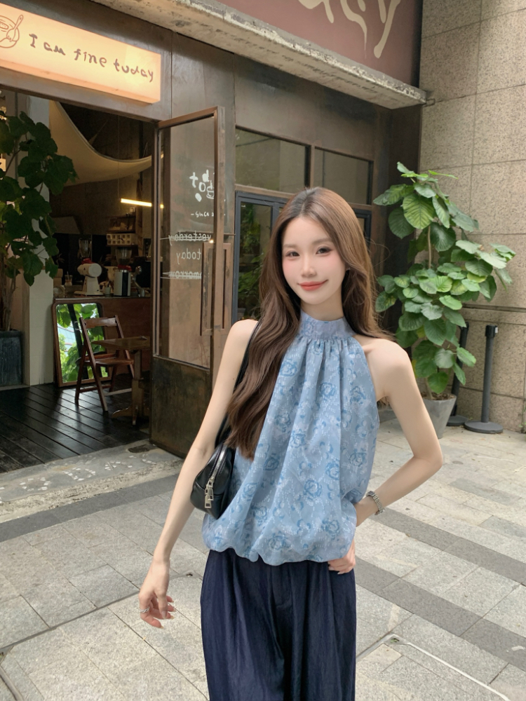 Temperament halter tops sleeveless all-match vest for women