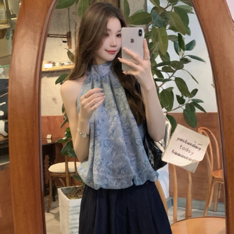 Temperament halter tops sleeveless all-match vest for women