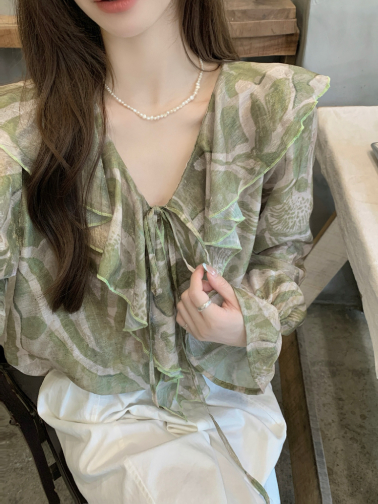 Thin France style small shirt sunscreen shirt for women
