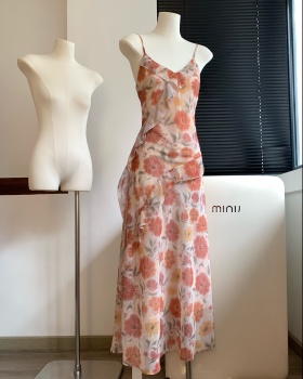V-neck spring dress summer colors long dress for women