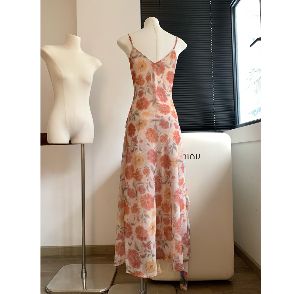 V-neck spring dress summer colors long dress for women