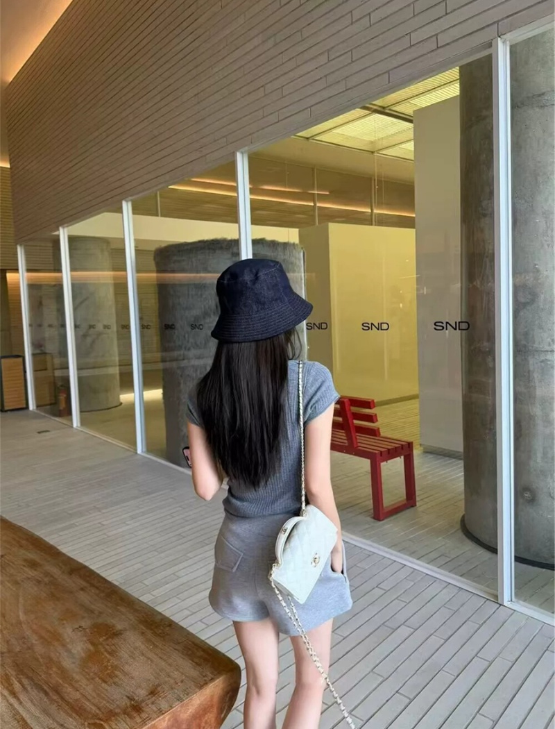 Korean style half buckleed T-shirt for women