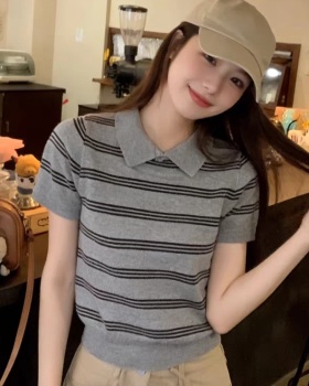 Autumn slim all-match Korean style knitted tops for women
