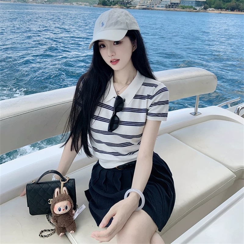 Autumn slim all-match Korean style knitted tops for women