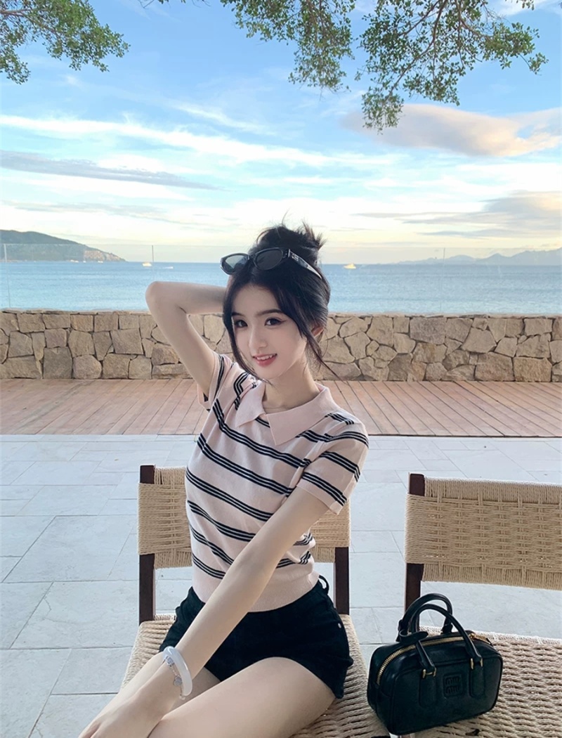 Autumn slim all-match Korean style knitted tops for women