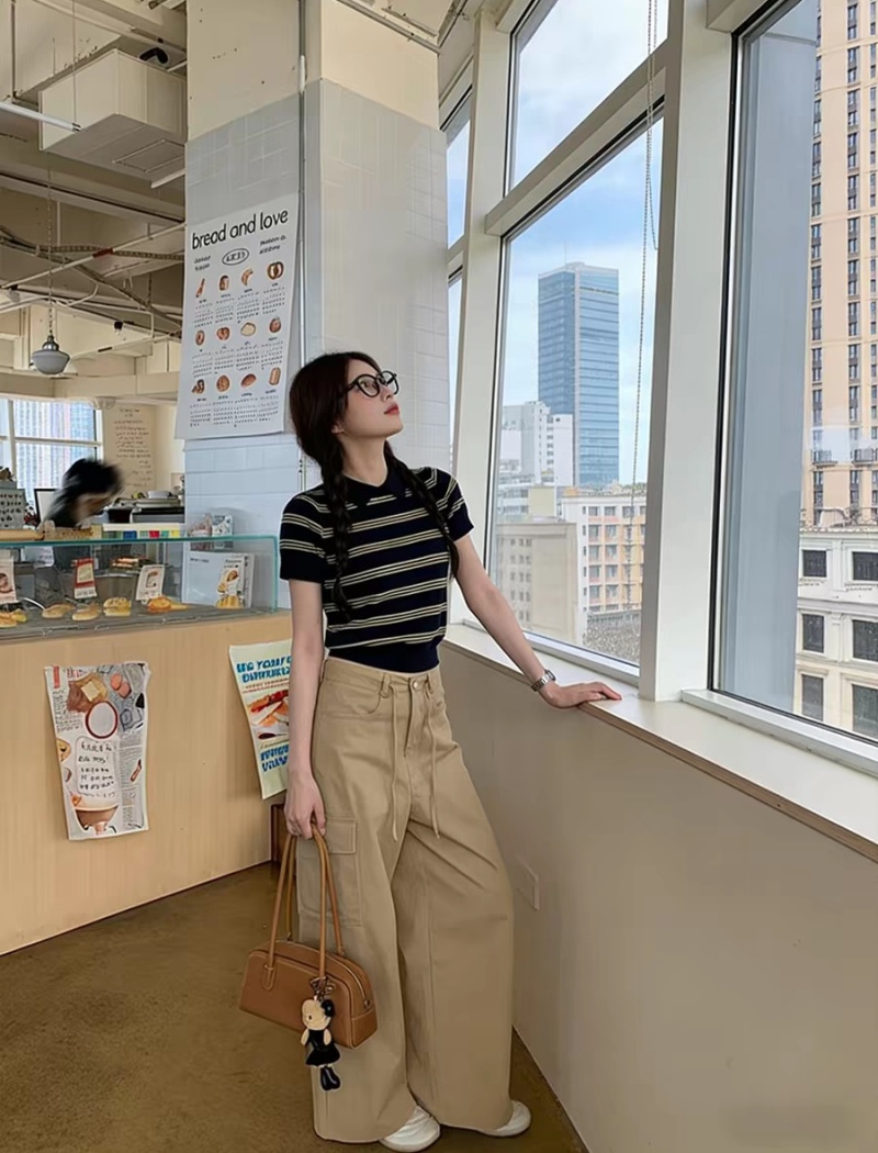 Autumn slim all-match Korean style knitted tops for women