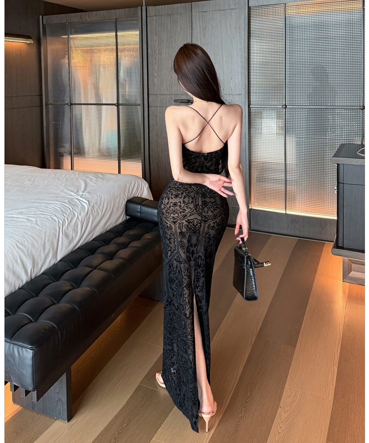 Vacation France style dress sexy summer long dress