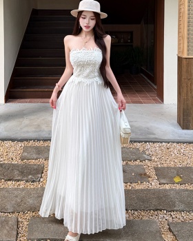 Tender wrapped chest formal dress lady lace dress for women