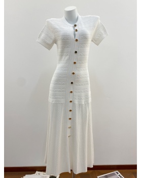 Hollow knitted slim long dress crochet spring dress