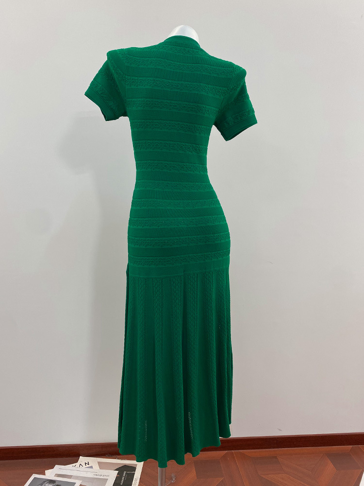 Hollow knitted slim long dress crochet spring dress