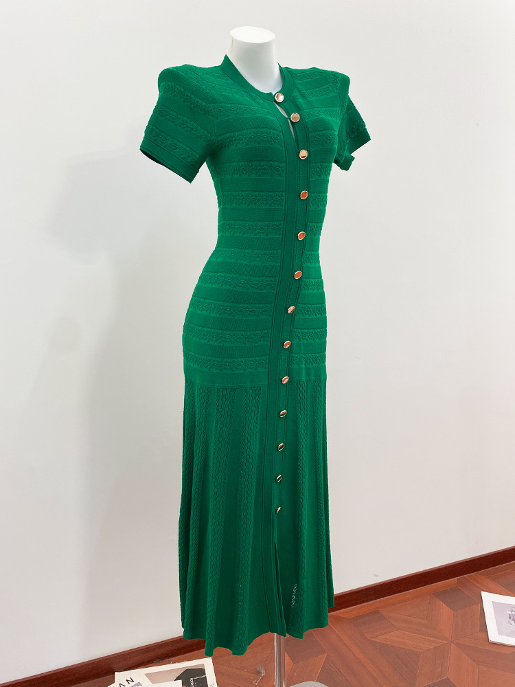 Hollow knitted slim long dress crochet spring dress