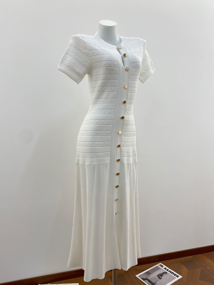 Hollow knitted slim long dress crochet spring dress