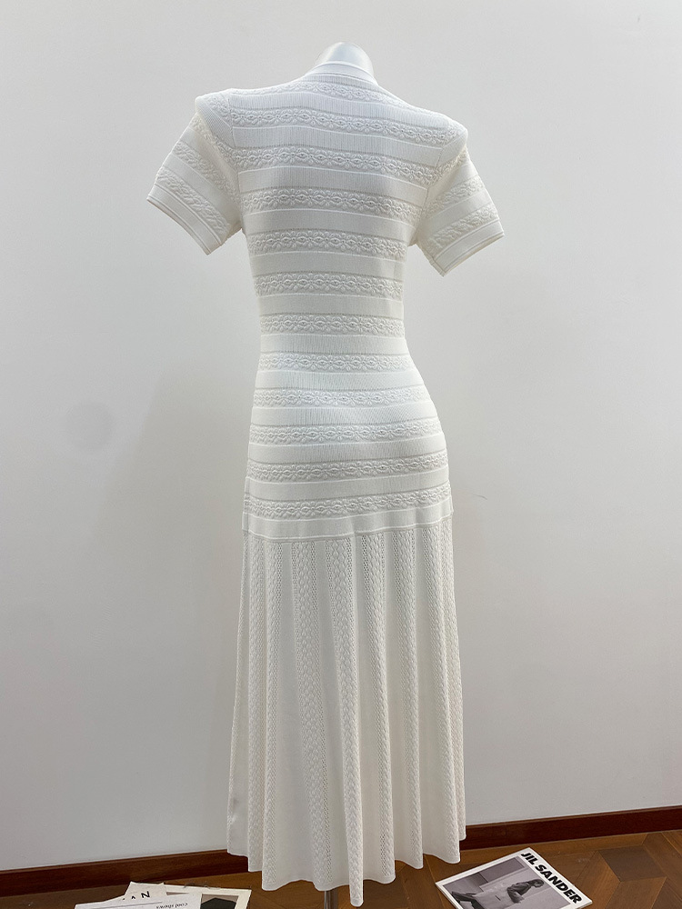 Hollow knitted slim long dress crochet spring dress