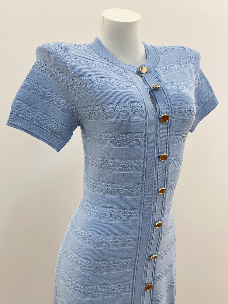 Hollow knitted slim long dress crochet spring dress
