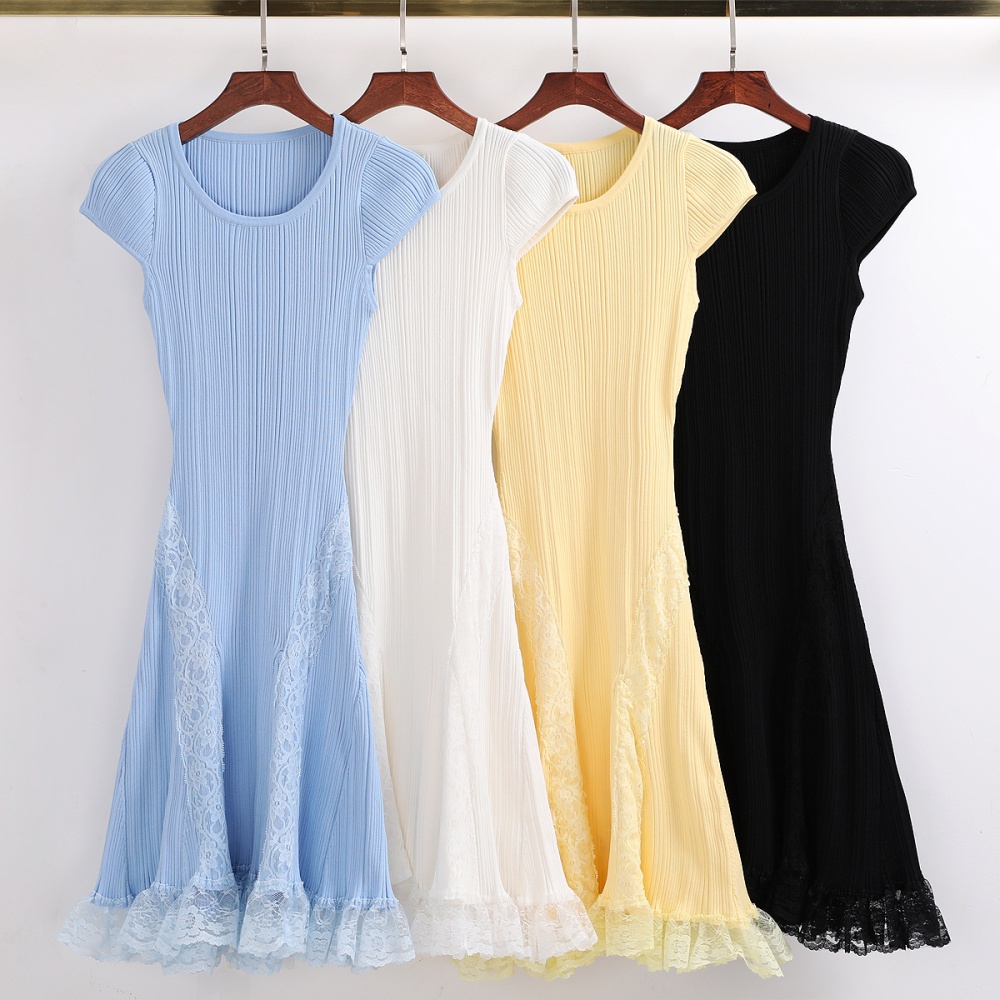 Fashion short sleeve ladies knitted dress for women