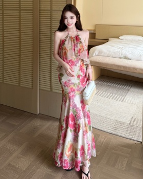 Mermaid strapless halter vacation summer dress for women