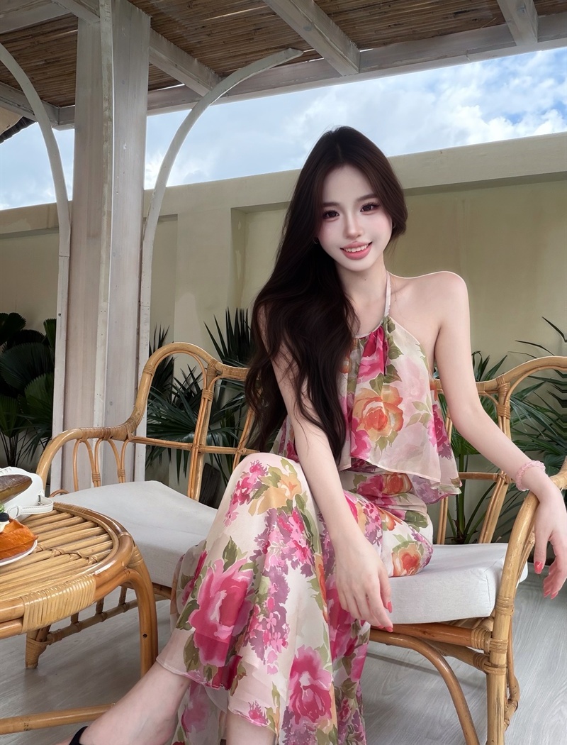 Mermaid strapless halter vacation summer dress for women