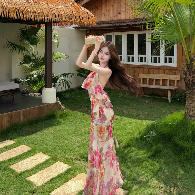 Mermaid strapless halter vacation summer dress for women